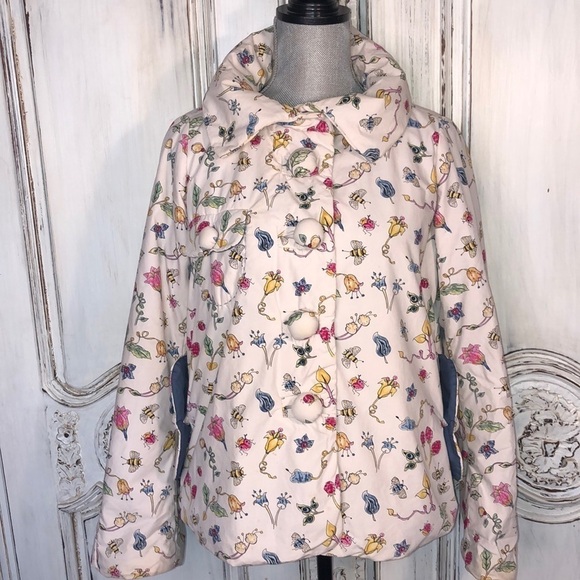 Jackets & Blazers - Unique Nature Novelty Print Puffy Buttons Puffer Jacket Size Medium